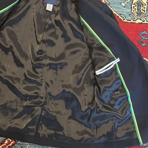 J Crew Women’s Navy Blue 100% Wool Two Button Lined Blazer Jacket - Picture 6 of 13